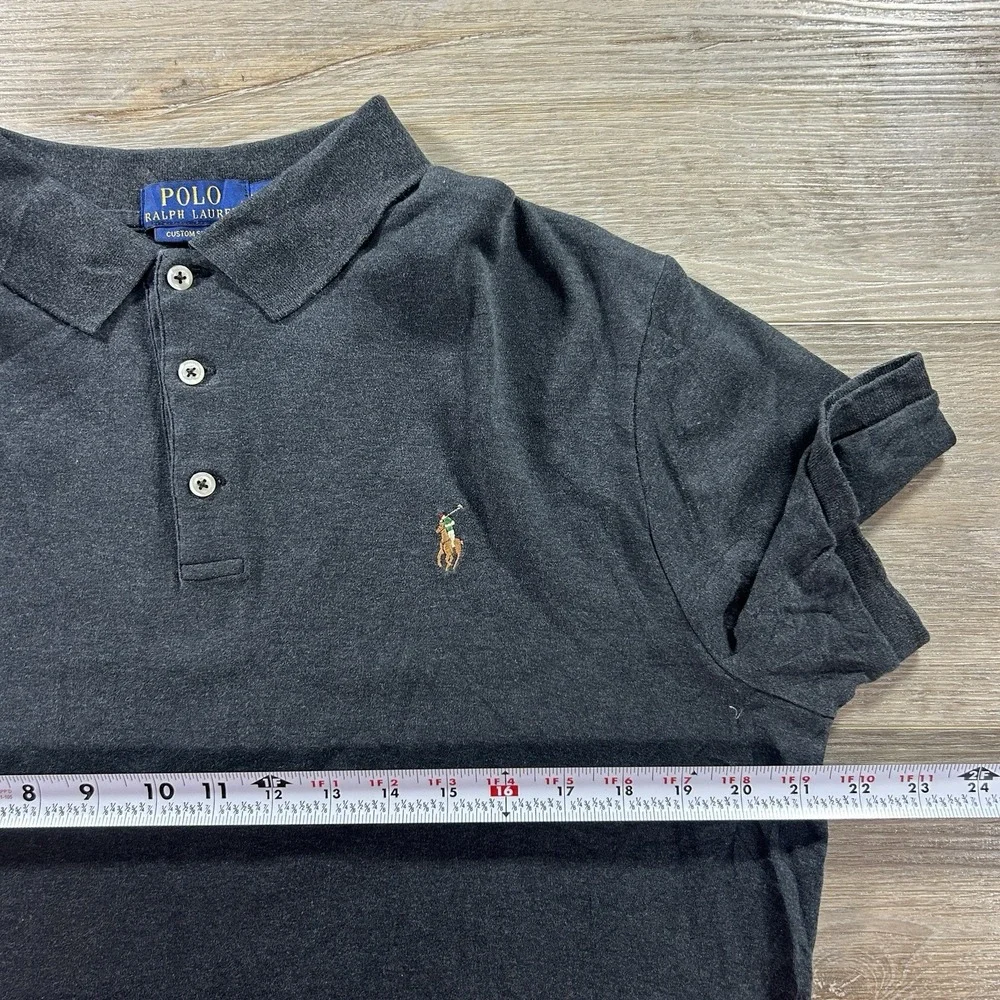 Polo Ralph Lauren Large Custom Slim Fit Flesh Pony Polo Shirt Gray Short Sleeve